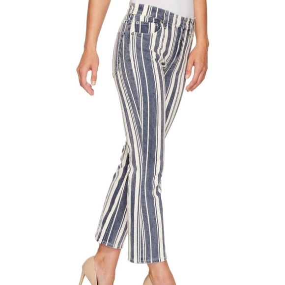 Lucky Brand Denim - Lucky Brand High Rise Bridgette Mini Boot Jean in Perry Stripe Blue Size 6 / 28